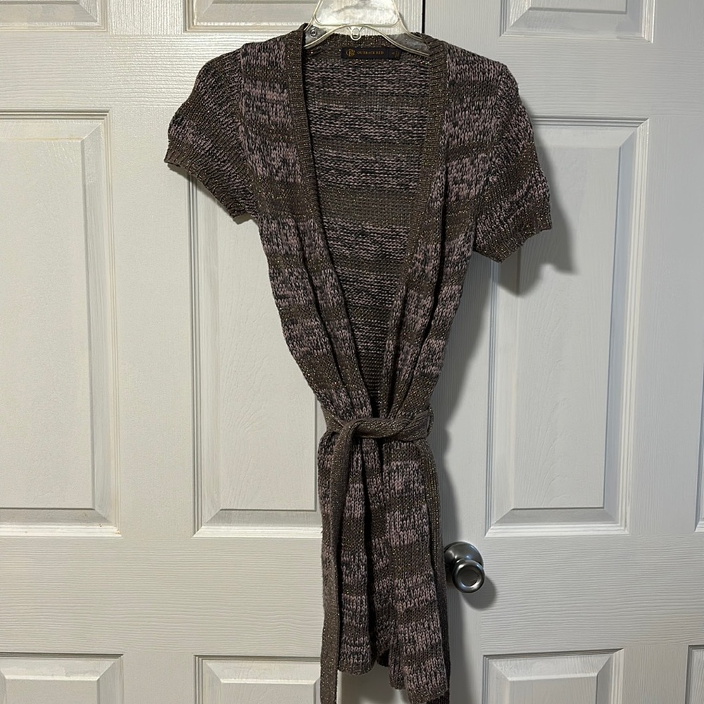 Outback Red by the Limited purple/grey open long cardigan, XS